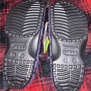 CROCS Black and Purple Sole Clogs